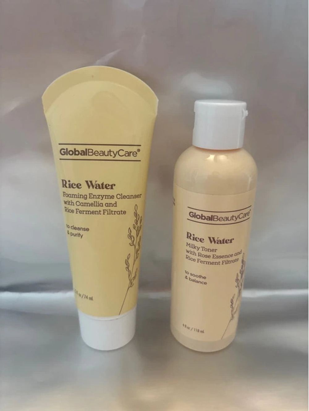 Global beauty care Rice water cleanser and toner with rose essence
